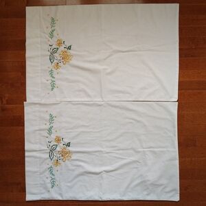 Embroidered Floral White Pillowcases
